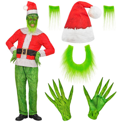 "WEIHNACHTSMONSTER FAST COSTUME" (Oberteil, Hose, Mütze, Handschuhe, Bart, Augenbrauen) – Ansicht 4