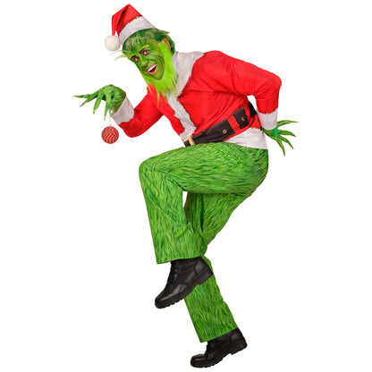 "WEIHNACHTSMONSTER FAST COSTUME" (Oberteil, Hose, Mütze, Handschuhe, Bart, Augenbrauen) – Ansicht 6