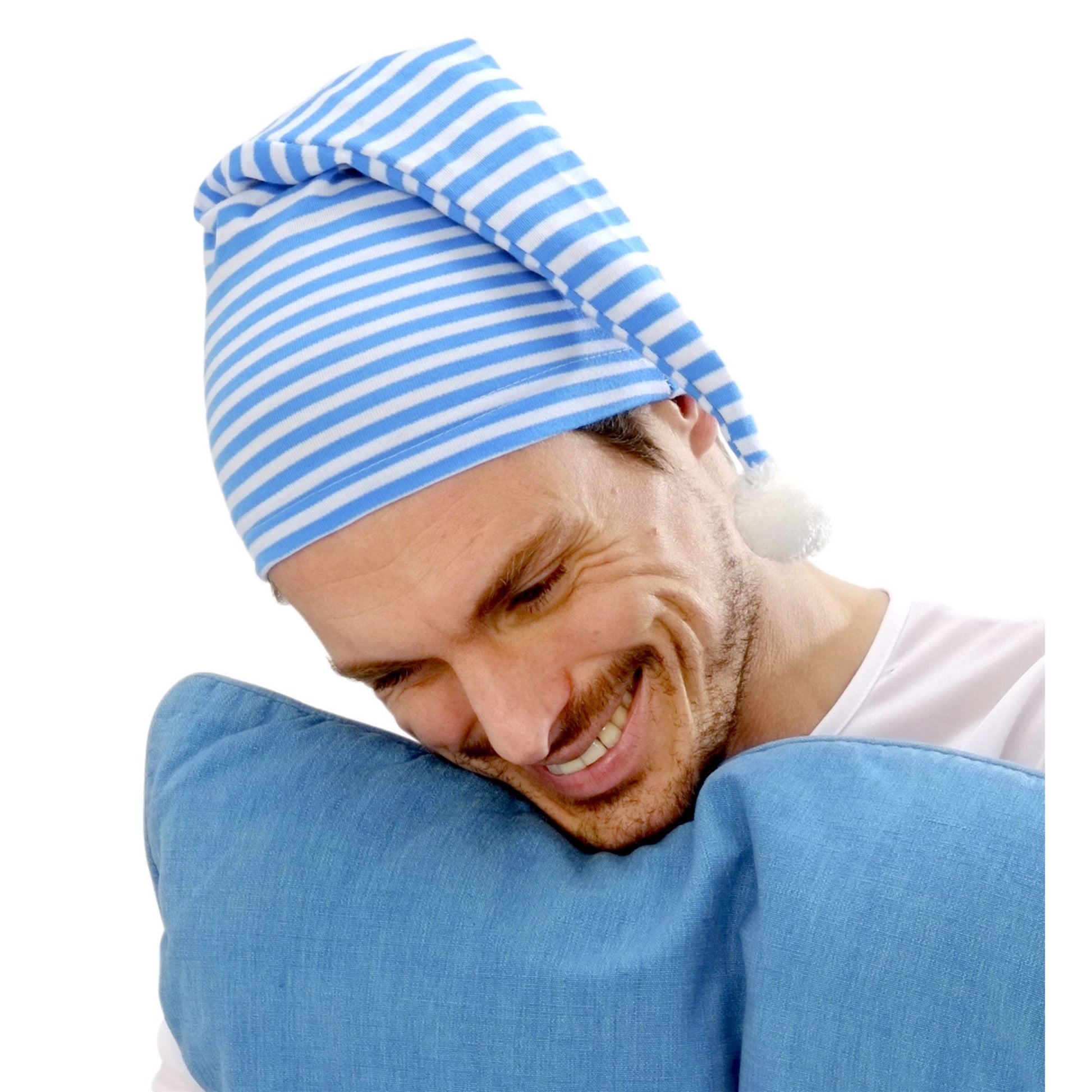 "WEISS-BLAUE SCHLAFMÜTZE" – Vorderansicht