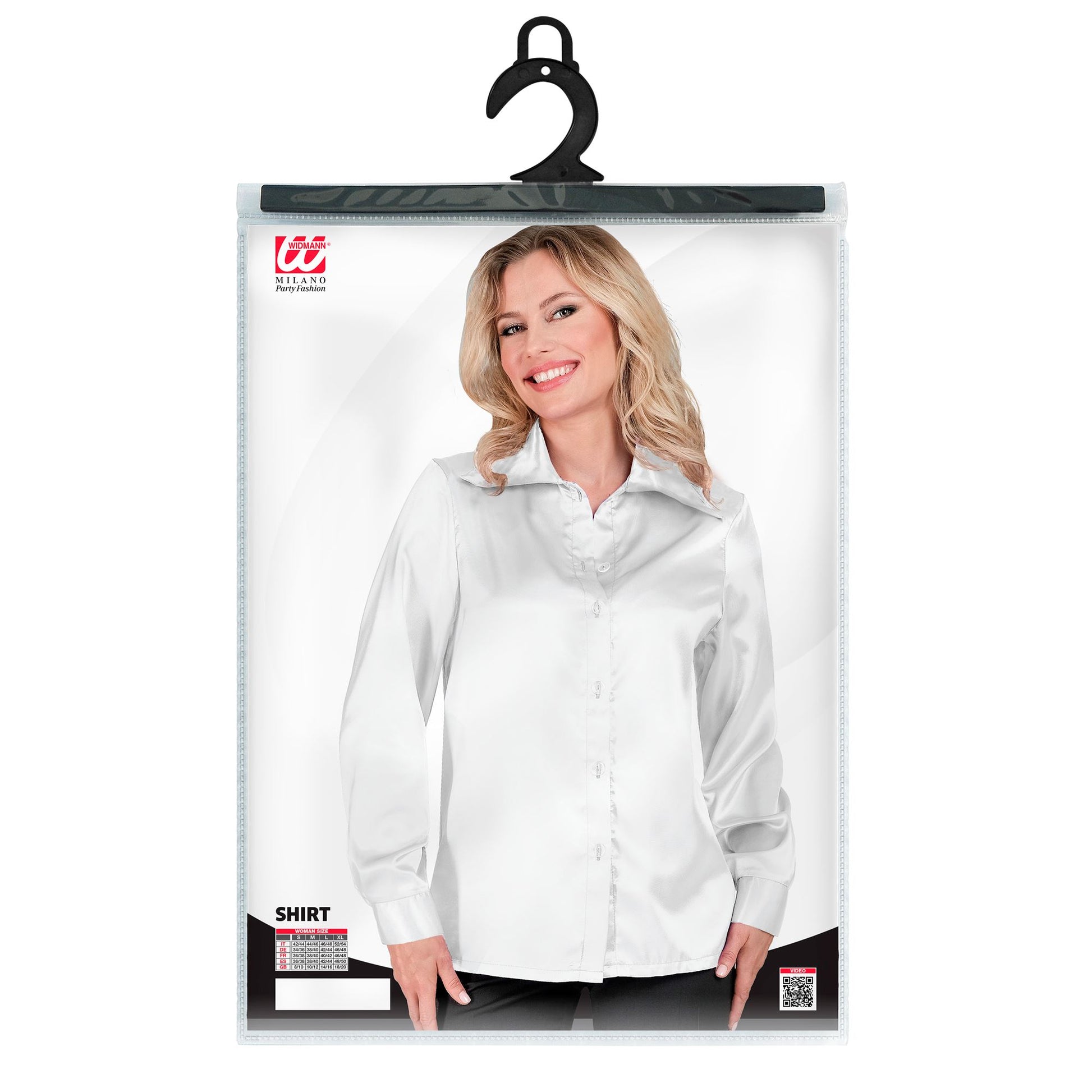 "WEISSE 70s DISCO BLUSE" aus Satin – Detailansicht