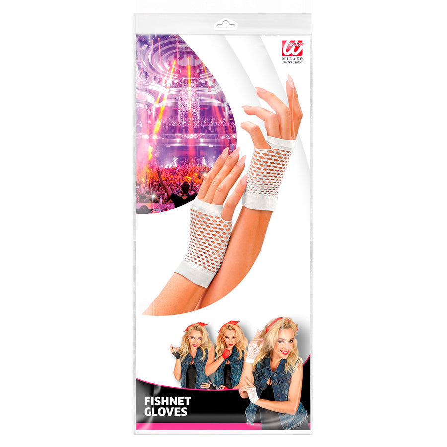 "WEIßE FINGERLOSE NETZHANDSCHUHE" – Detailansicht