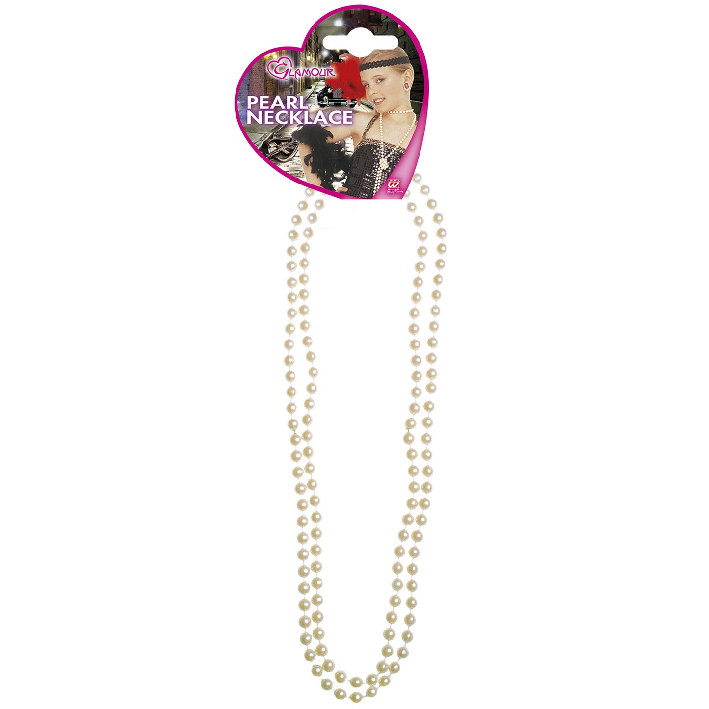 "WEIßE GLAMOUR PERLENKETTE" 57 cm – Vorderansicht