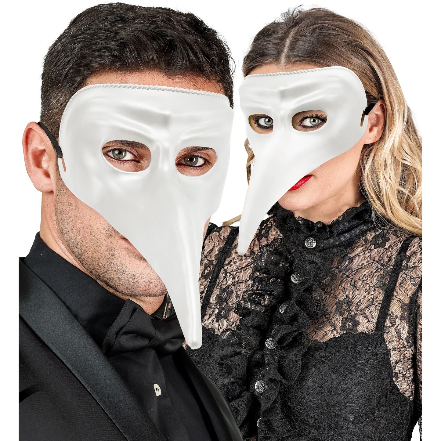 "WEIßE VENEZIANISCHE MASKE ZUM BEMALEN" aus Plastik – Detailansicht