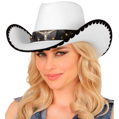"WEIßER COWBOYHUT MIT LONGHORN AUS FILZ" – Ansicht 4