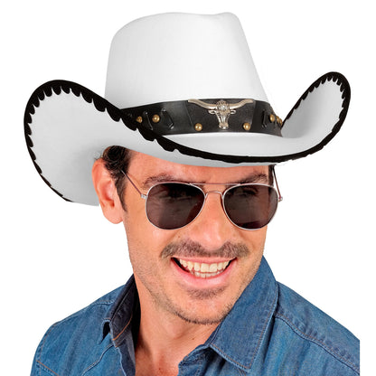 "WEIßER COWBOYHUT MIT LONGHORN AUS FILZ" – Ansicht 6