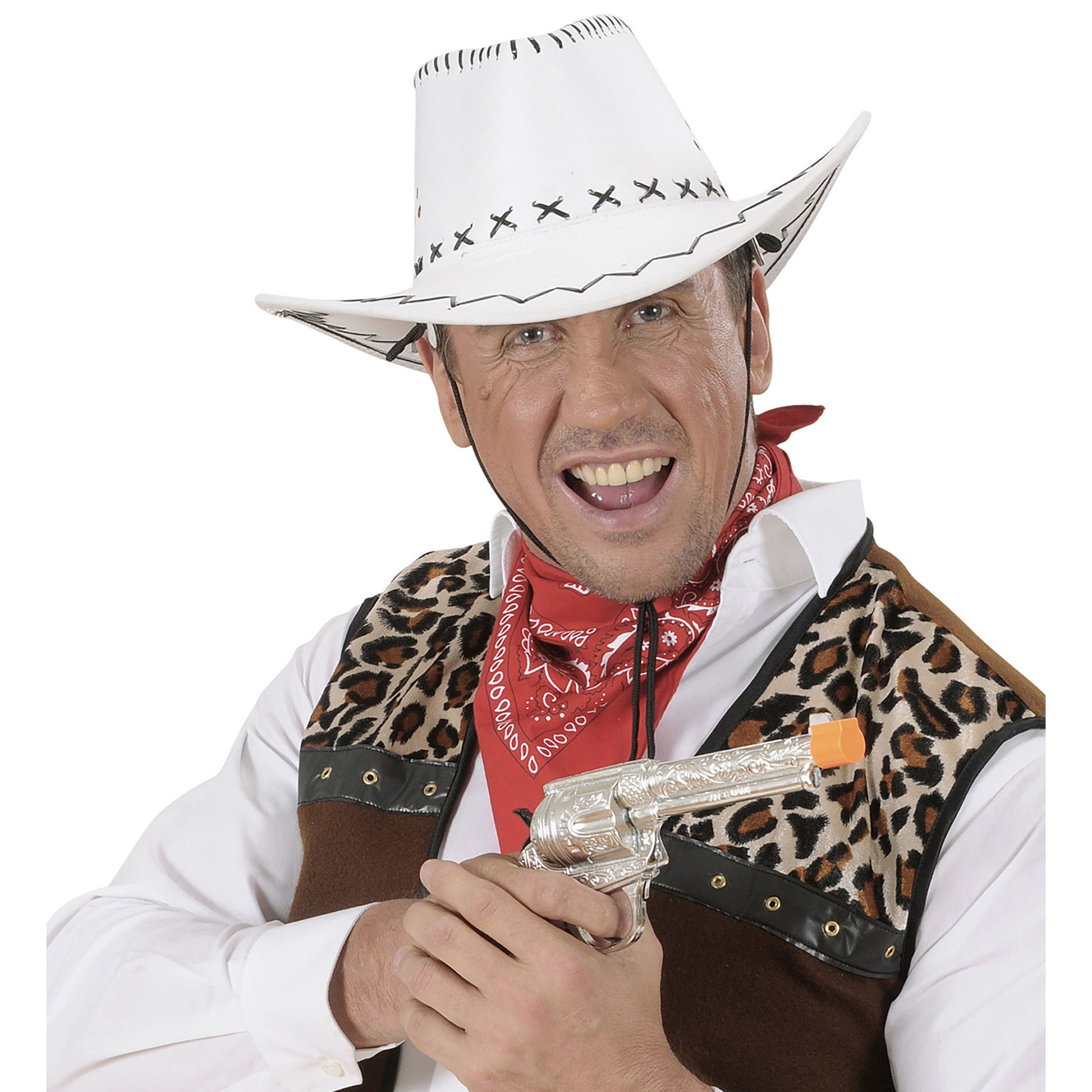 "WEIßER COWBOYHUT MIT NÄHTEN" Wildlederoptik – Ansicht 3