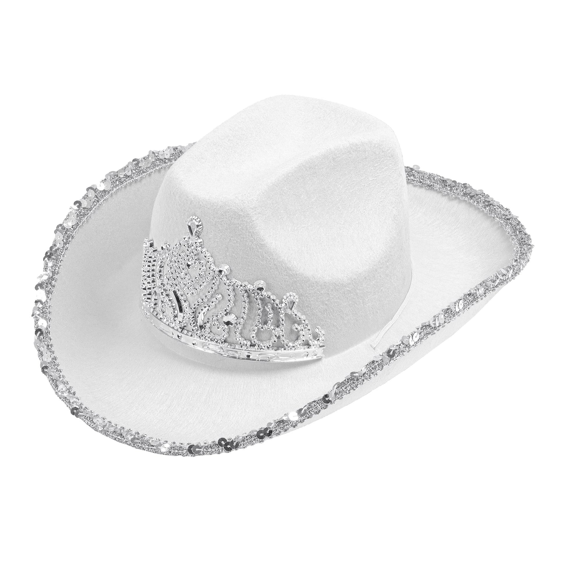 "WEISSER COWGIRL PARTYHUT MIT TIARA" – Vorderansicht