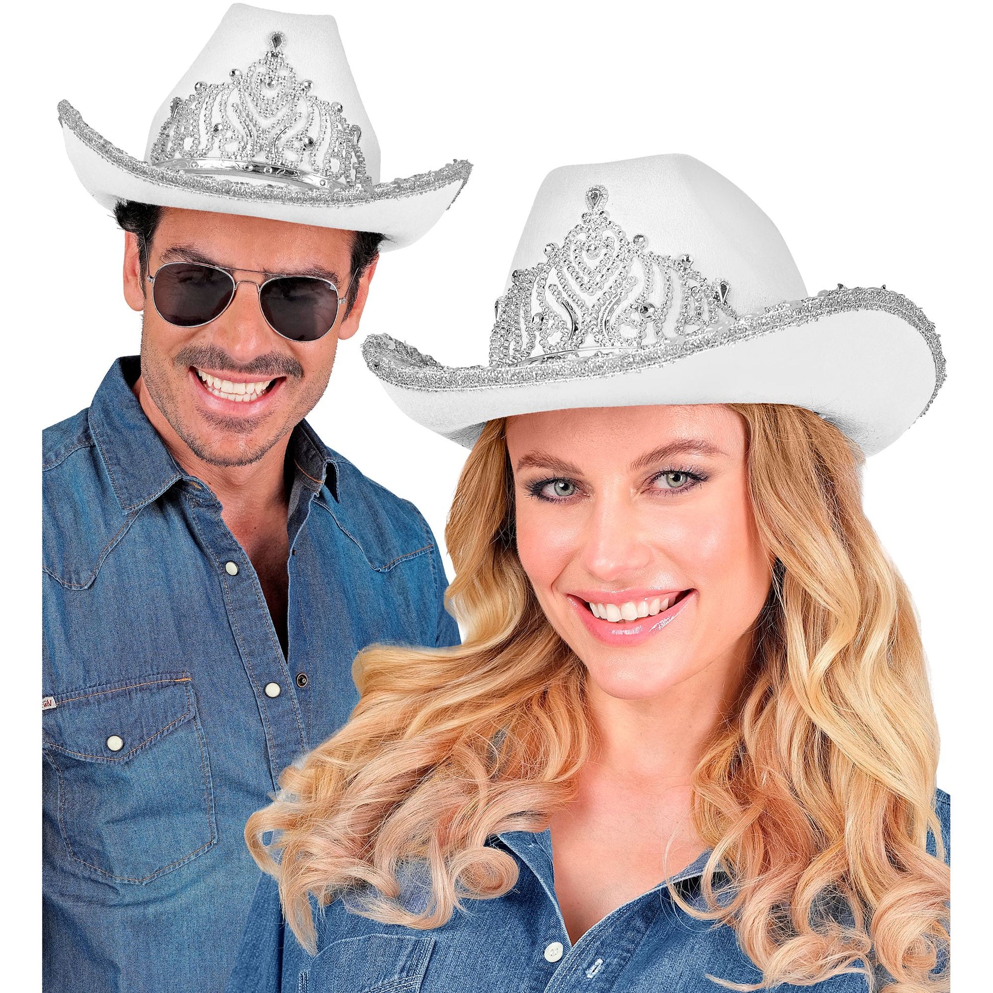 "WEISSER COWGIRL PARTYHUT MIT TIARA" – Ansicht 3