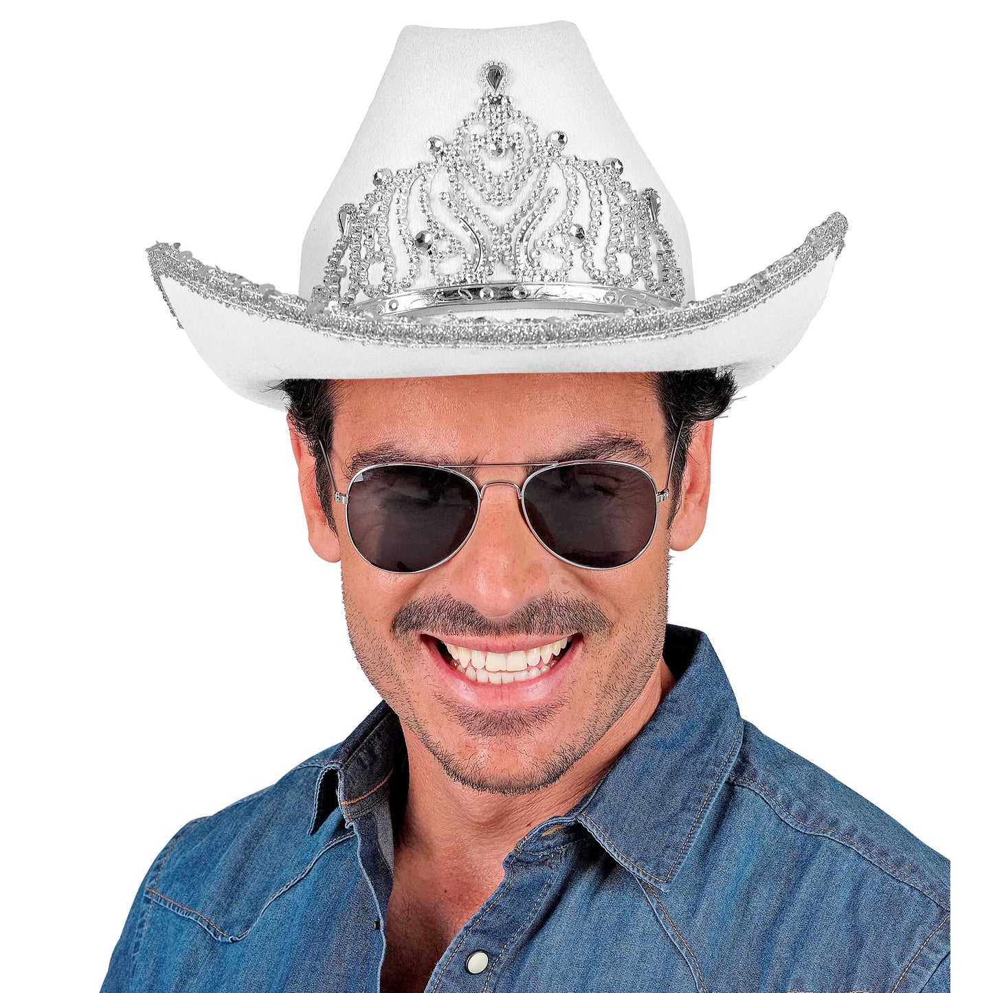 "WEISSER COWGIRL PARTYHUT MIT TIARA" – Ansicht 4