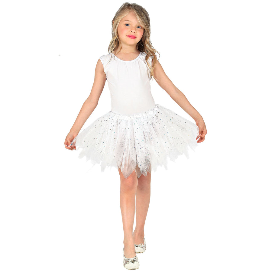 "WEIßER GLITZERNDER TUTU" 30 cm – Detailansicht