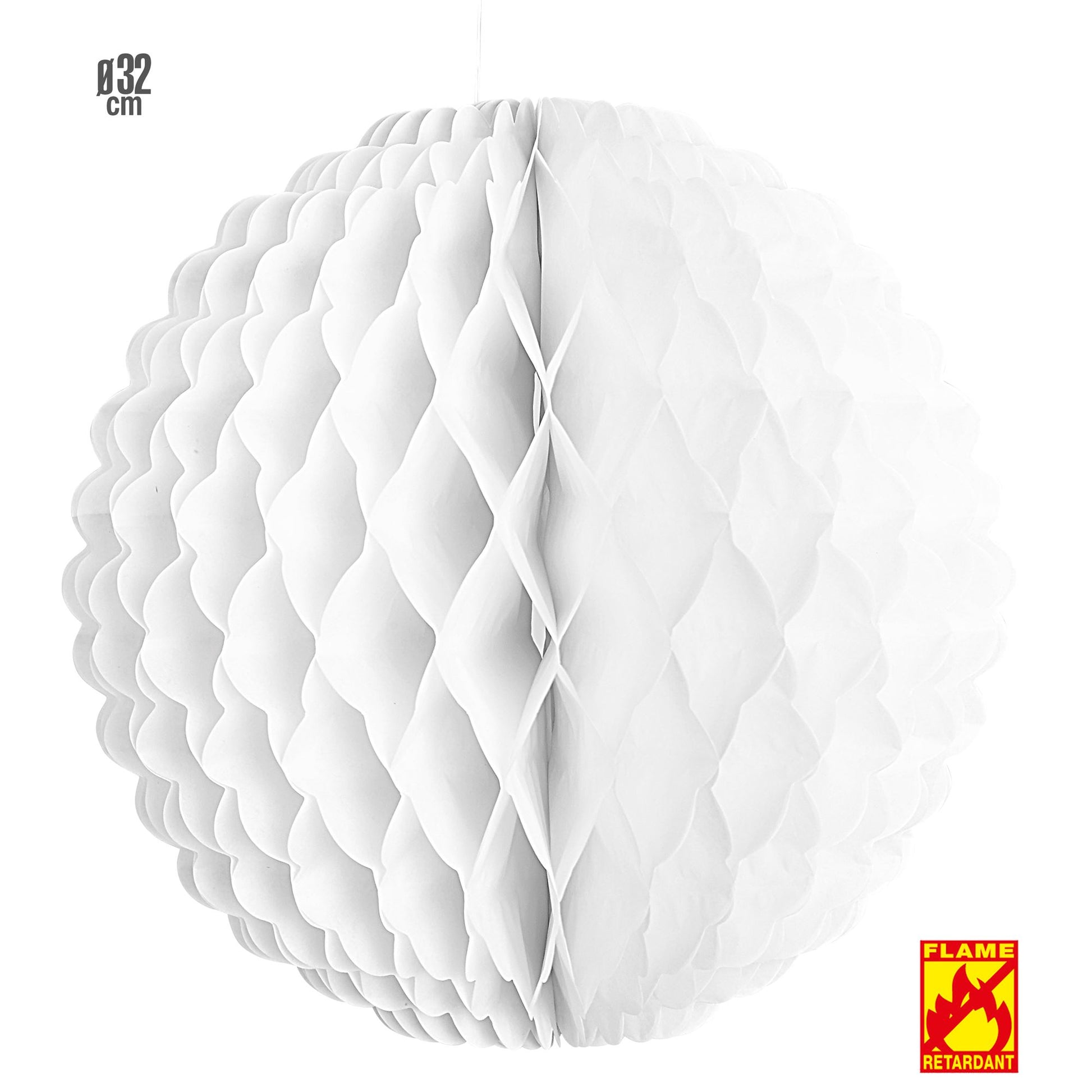 "WEISSER WABENBALL LAMPION" Ø 32cm - schwer entflammbar – Vorderansicht