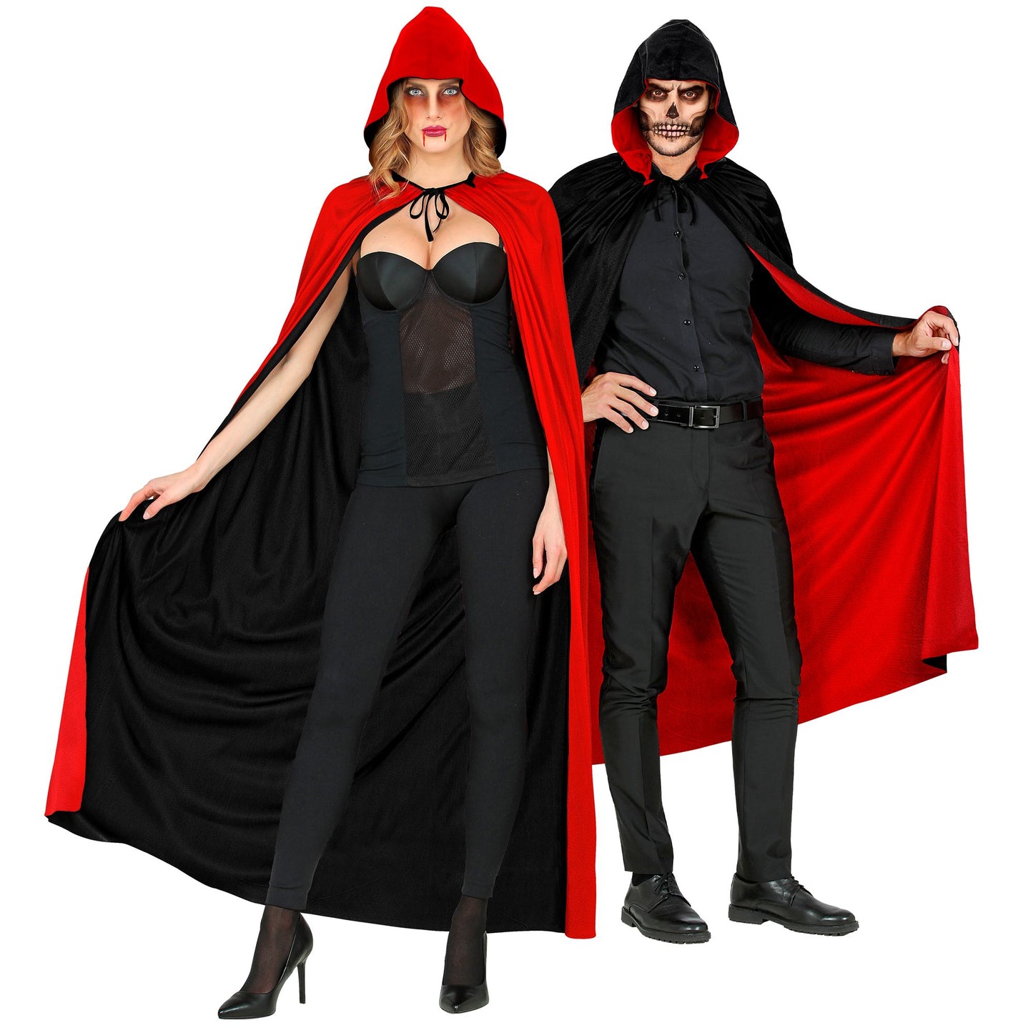 "WENDEUMHANG SCHWARZ/ROT MIT KAPUZE" 140 cm – Ansicht 4