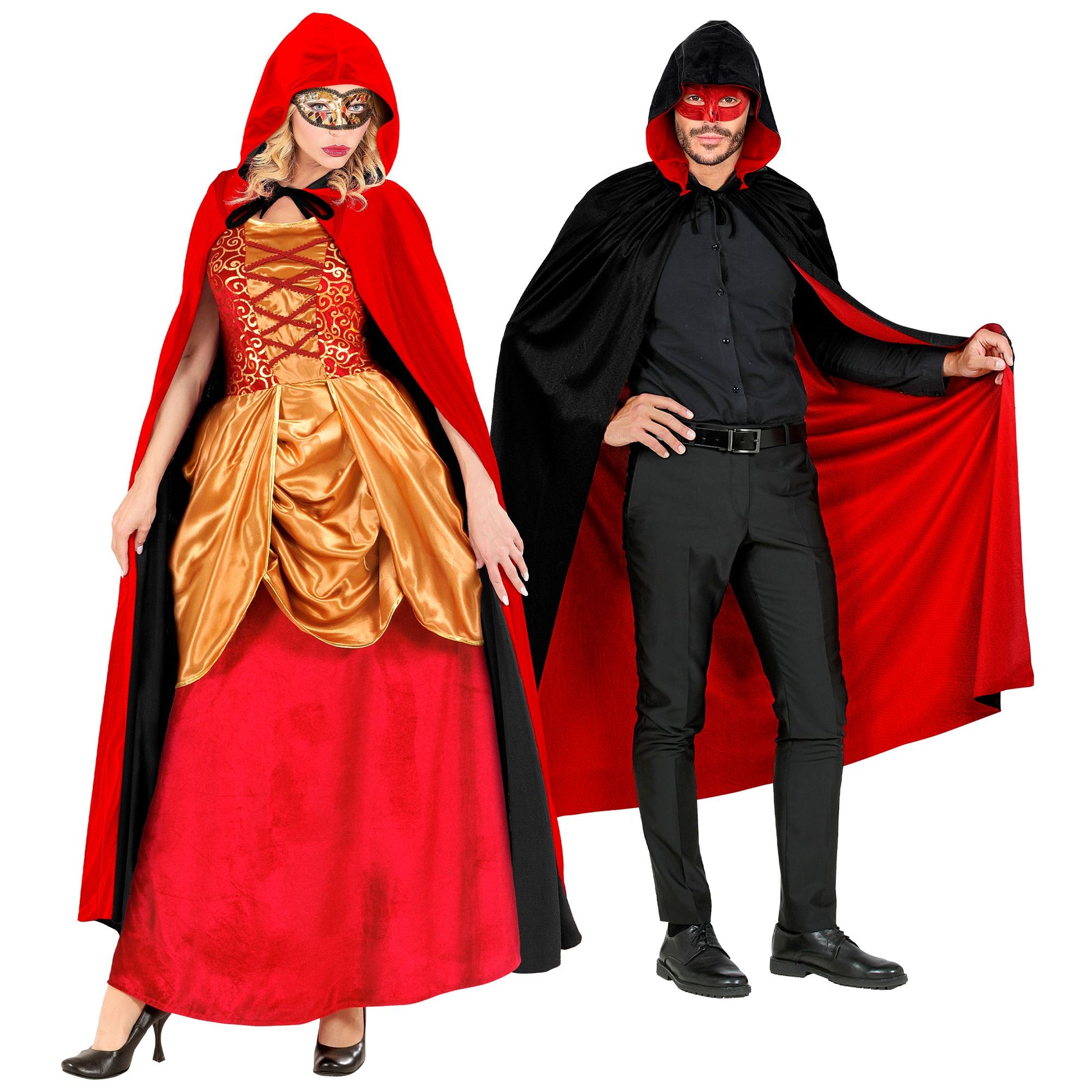 "WENDEUMHANG SCHWARZ/ROT MIT KAPUZE" 140 cm – Ansicht 5