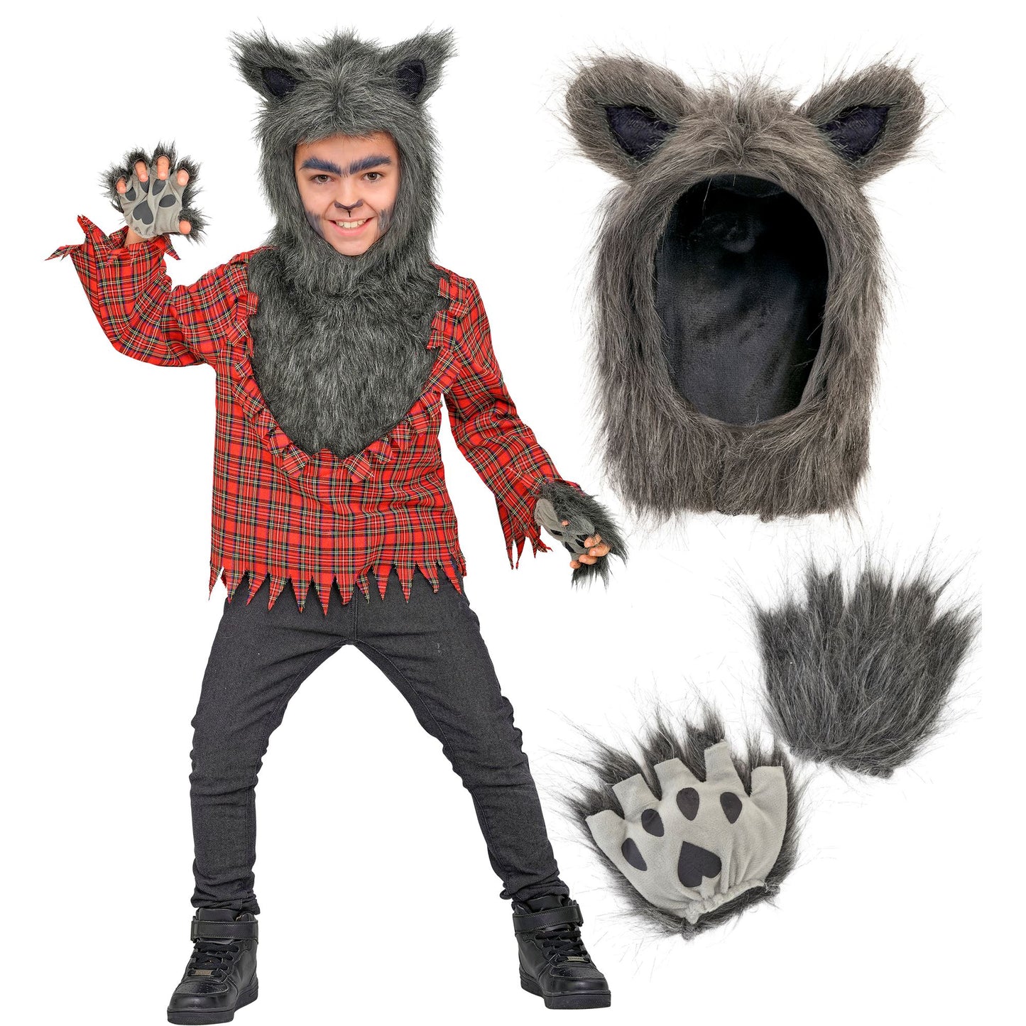 "WERWOLF" (Oberteil, Kapuze, Handschuhe) – Detailansicht