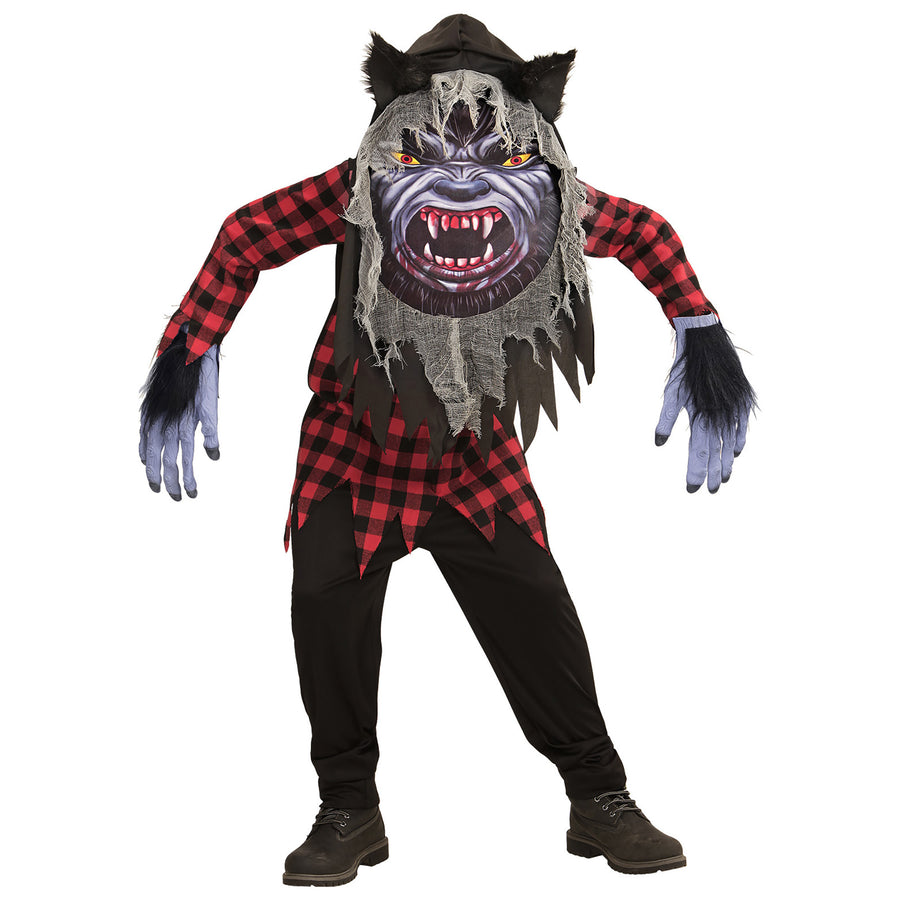 "WERWOLF" (Robe, Riesenmaske mit Kapuze) – Detailansicht