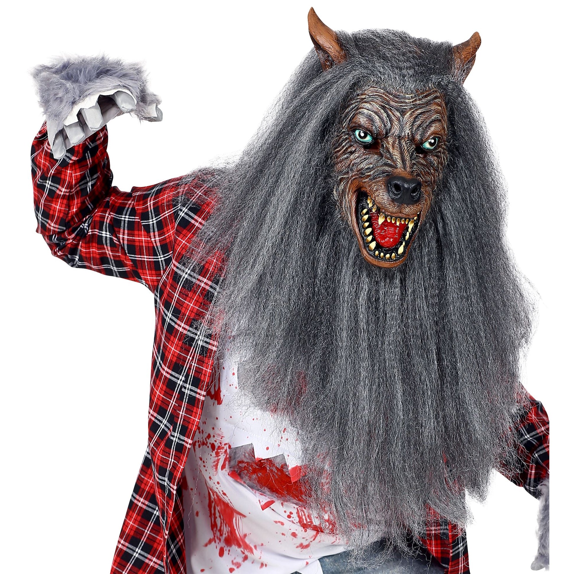 "WERWOLF VOLLKOPFMASKE MIT FELL" – Vorderansicht