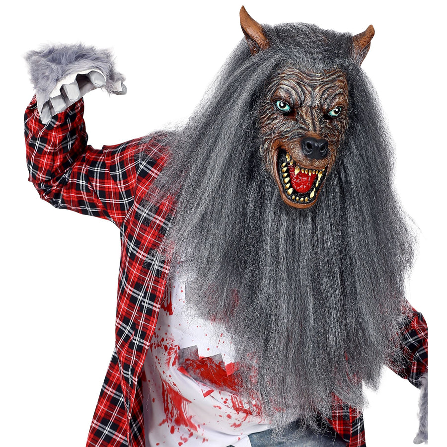 "WERWOLF VOLLKOPFMASKE MIT FELL" – Vorderansicht