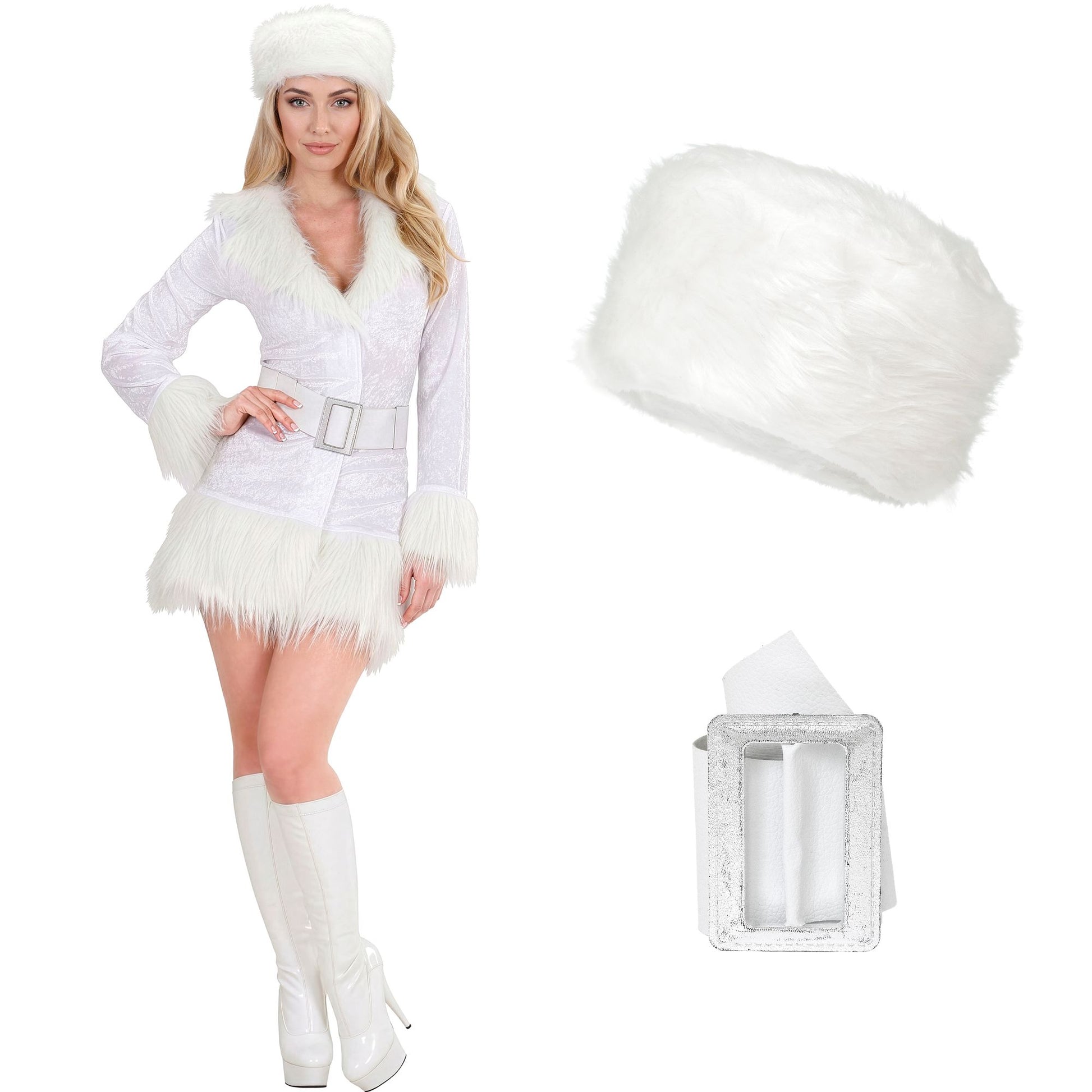 "WHITE RUSSIAN" (Kleid, Gürtel, Hut) – Detailansicht