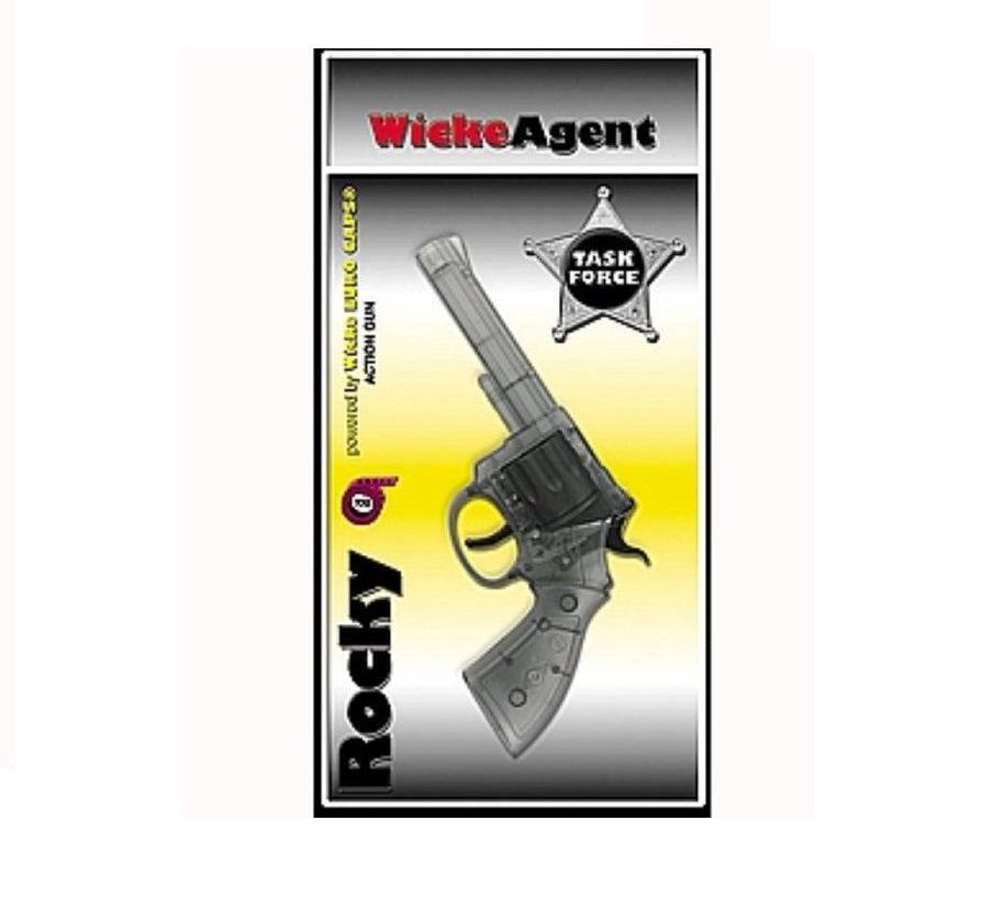 Transparente Spielzeugpistole mit 100 Schuss, leichtes Design für Kinder ab 5 Jahren.