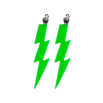 Wicked Costumes Neon Grüne Clip-On Blitz Ohrringe 80er Retro – Detailansicht