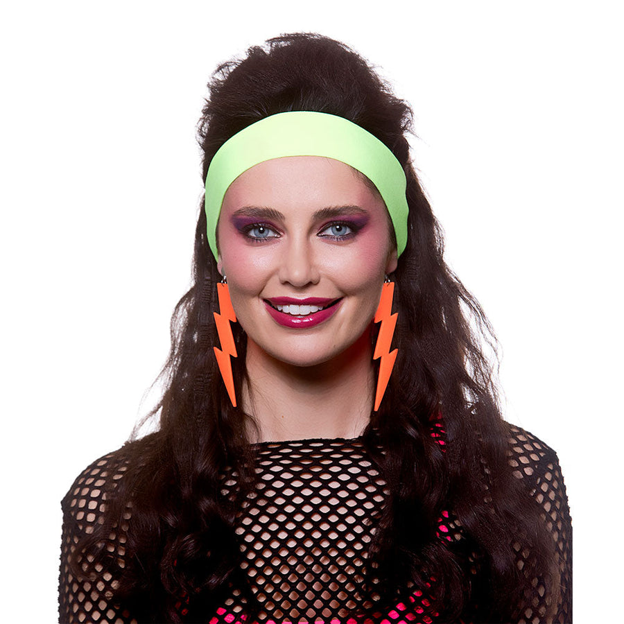 Wicked Costumes Blitz Ohrringe 80er Neon Orange Lightning Bolt – Produktansicht