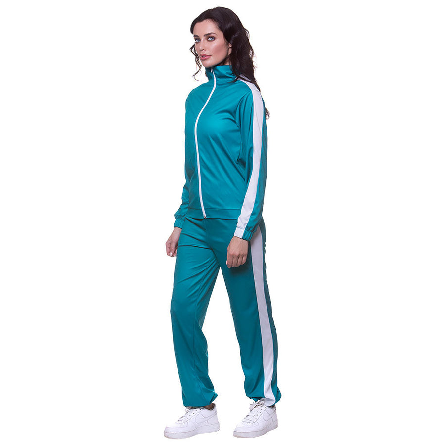 Retro Tracksuit Unisex – Wicked Costumes 80er Jogginganzug Türkis-Weiss - Fasnacht24.ch – Detailansicht