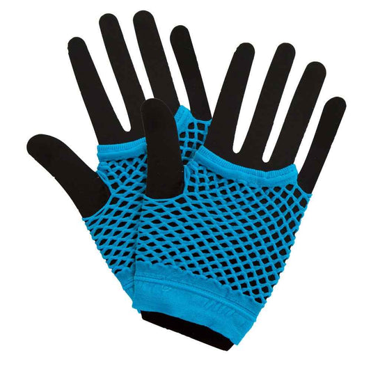 Wicked Costumes 80er Fingerlose Blaue Netz Handschuhe – Retro Style - Fasnacht24.ch