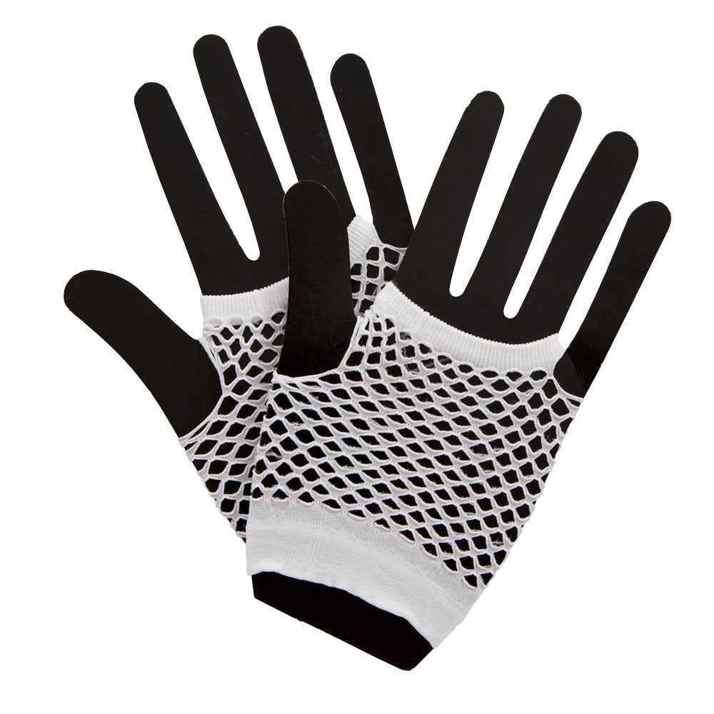 Wicked Costumes 80er Fingerlose Netz Handschuhe – Weiß - Fasnacht24.ch