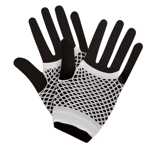 Wicked Costumes 80er Fingerlose Netz Handschuhe – Weiß - Fasnacht24.ch