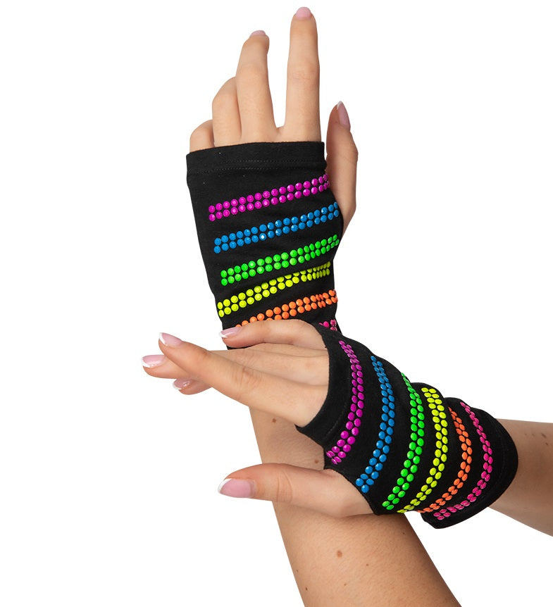 Wicked Costumes 80er Fingerlose Handschuhe – Mehrfarbige Neonperlen - Fasnacht24.ch