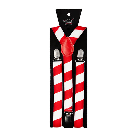 Candy Cane Hosenträger – Wicked Costumes Rote-Weiße Weihnachts-Suspenders - Fasnacht24.ch