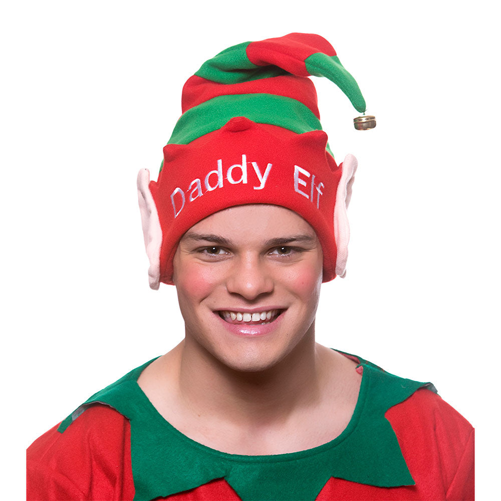 Wicked Costumes Daddy Elf Hut – Rotes & Weißes Fleece Weihnachtsmütze - Fasnacht24.ch