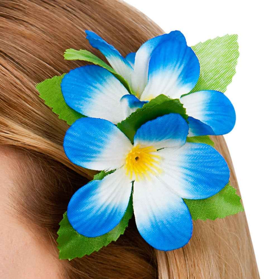 Wicked Costumes Royal Blue Hawaii Blumen Haarclip - Haarschmuck – Detailansicht