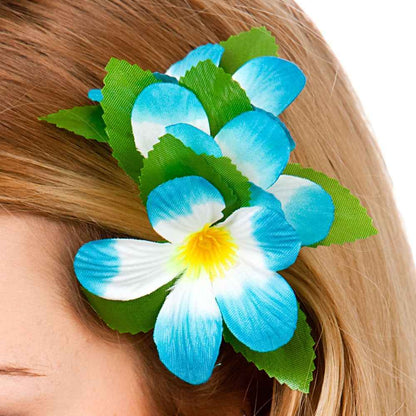 Wicked Costumes Hawaii Blumen Haarclip in Himmelblau Haaraccessoire - Fasnacht24.ch – Detailansicht