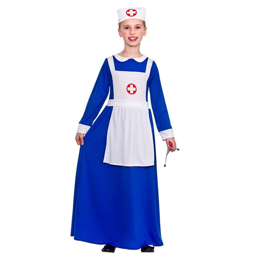 Wicked Costumes Blaue Kinder Krankenschwester Kostüm mit Kleid, Schürze und Hut