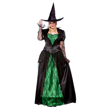 Wicked Costumes Lunia Waldhexe Kostüm Grün-Schwarz mit Reifrock – Damen - Fasnacht24.ch – Detailansicht