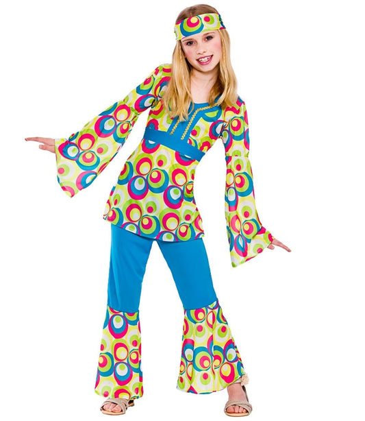 Wicked Costumes Retro Hippie Mädchenkostüm – Top, Hose & Stirnband - Fasnacht24.ch
