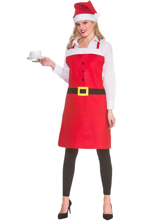 Wicked Costumes Santa Kochschürze & Hut Rot – Rotes Samt-Design - Fasnacht24.ch