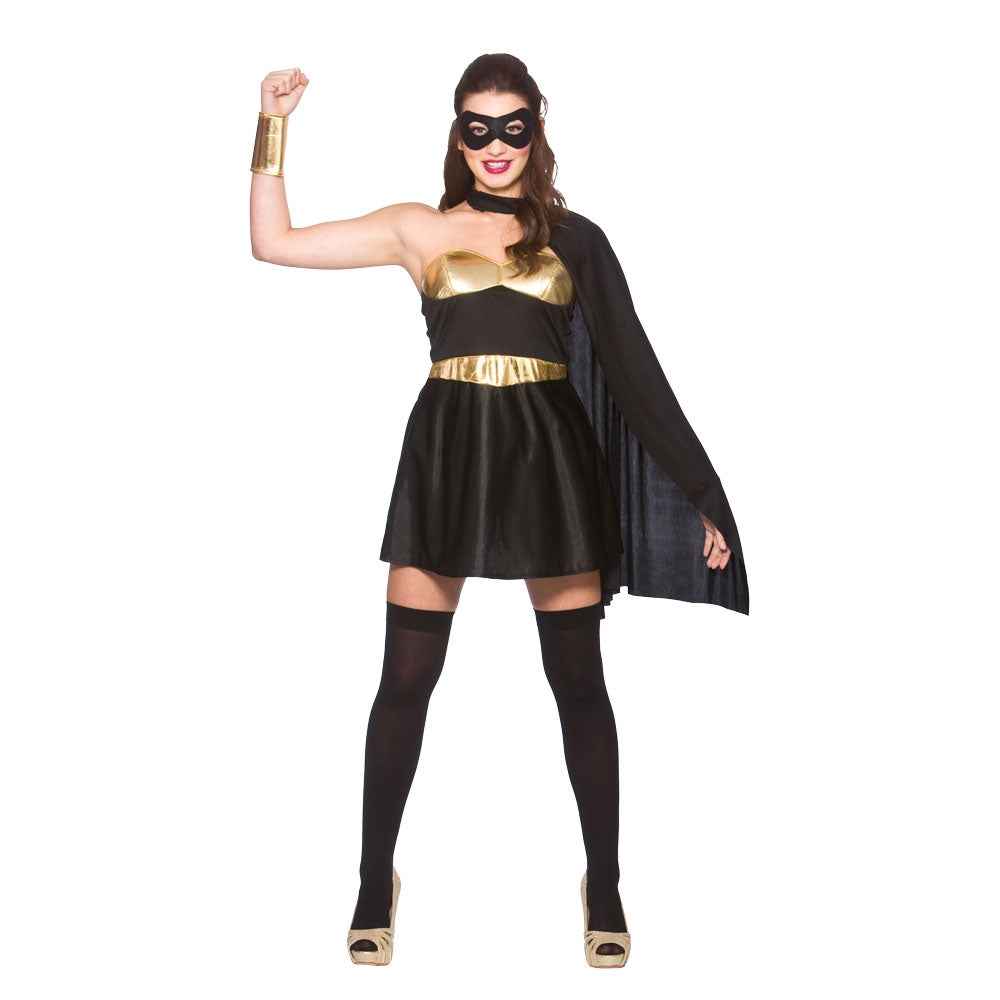 Wicked Costumes Schwarzes Superheroine Damenkostüm – Matte Stretch - Fasnacht24.ch
