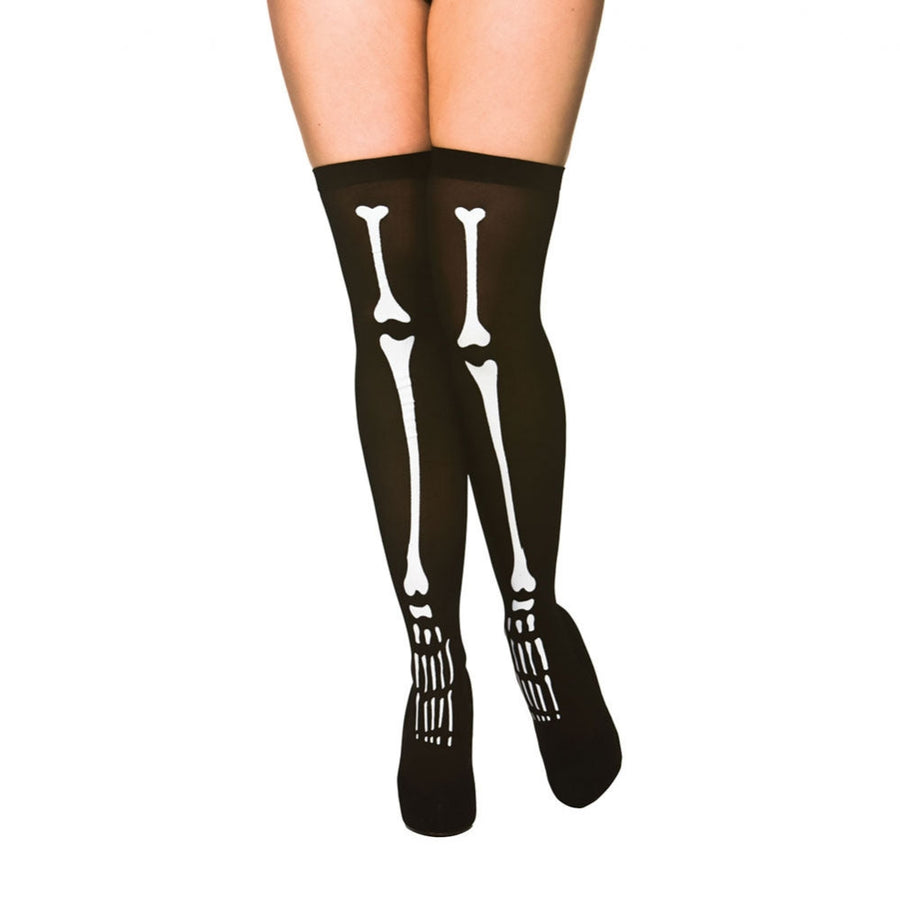 Wicked Costumes Overknee Socken Tag der Toten Skelett Design bei Fasnacht24.ch