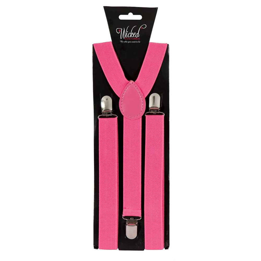 Wicked Costumes Verstellbare Neon Pink Hosenträger mit Metallklammern - Fasnacht24.ch