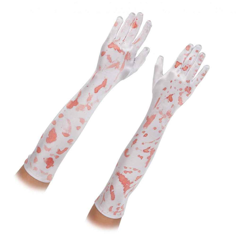 Wicked Costumes Halloween Blutbespritzte Weisse Lange Handschuhe – Ellenbogenlang – Produktansicht