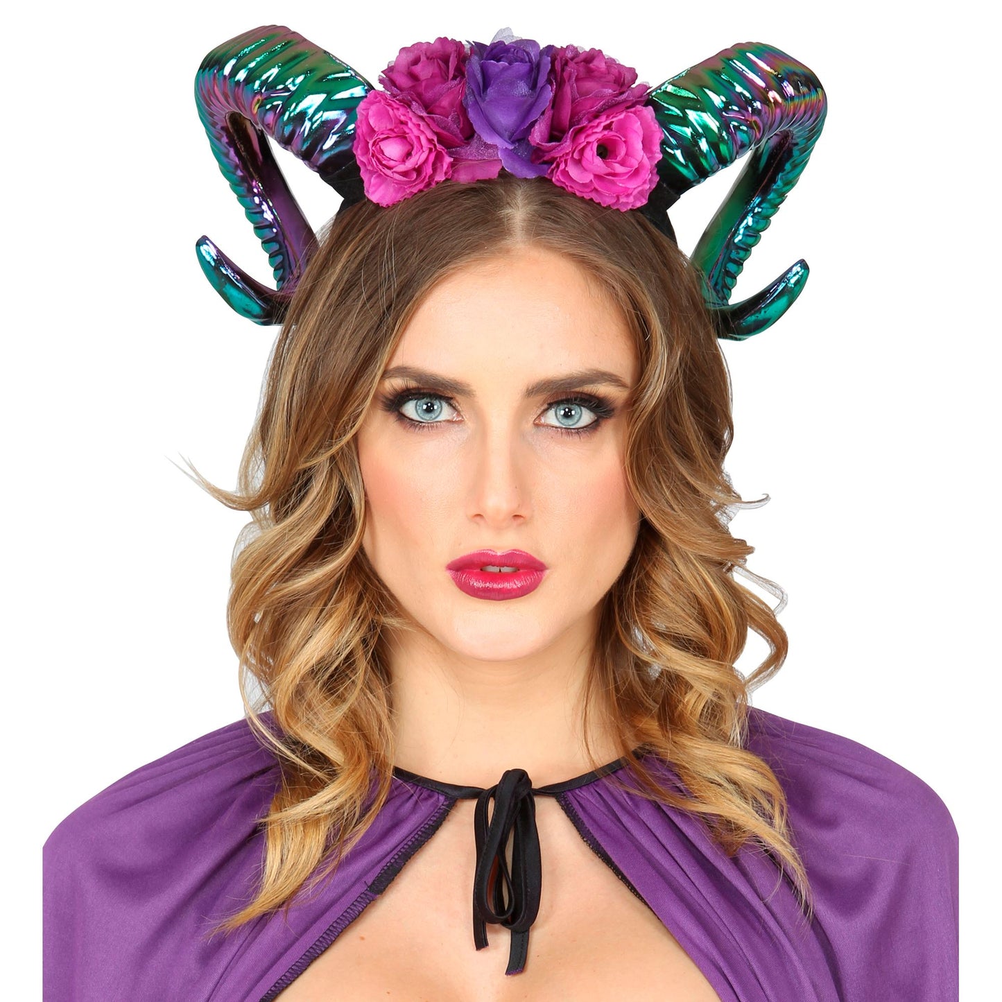 "WIDDERHÖRNER MIT BLUMEN" in Oilslick Look – Detailansicht