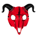 "WIDDERSCHÄDEL DES SATANS MASKE AUS ROTEM HARDPLASTIK" – Vorderansicht