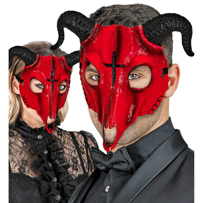 "WIDDERSCHÄDEL DES SATANS MASKE AUS ROTEM HARDPLASTIK" – Ansicht 3