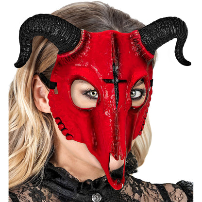"WIDDERSCHÄDEL DES SATANS MASKE AUS ROTEM HARDPLASTIK" – Ansicht 4