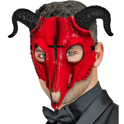 "WIDDERSCHÄDEL DES SATANS MASKE AUS ROTEM HARDPLASTIK" – Ansicht 5