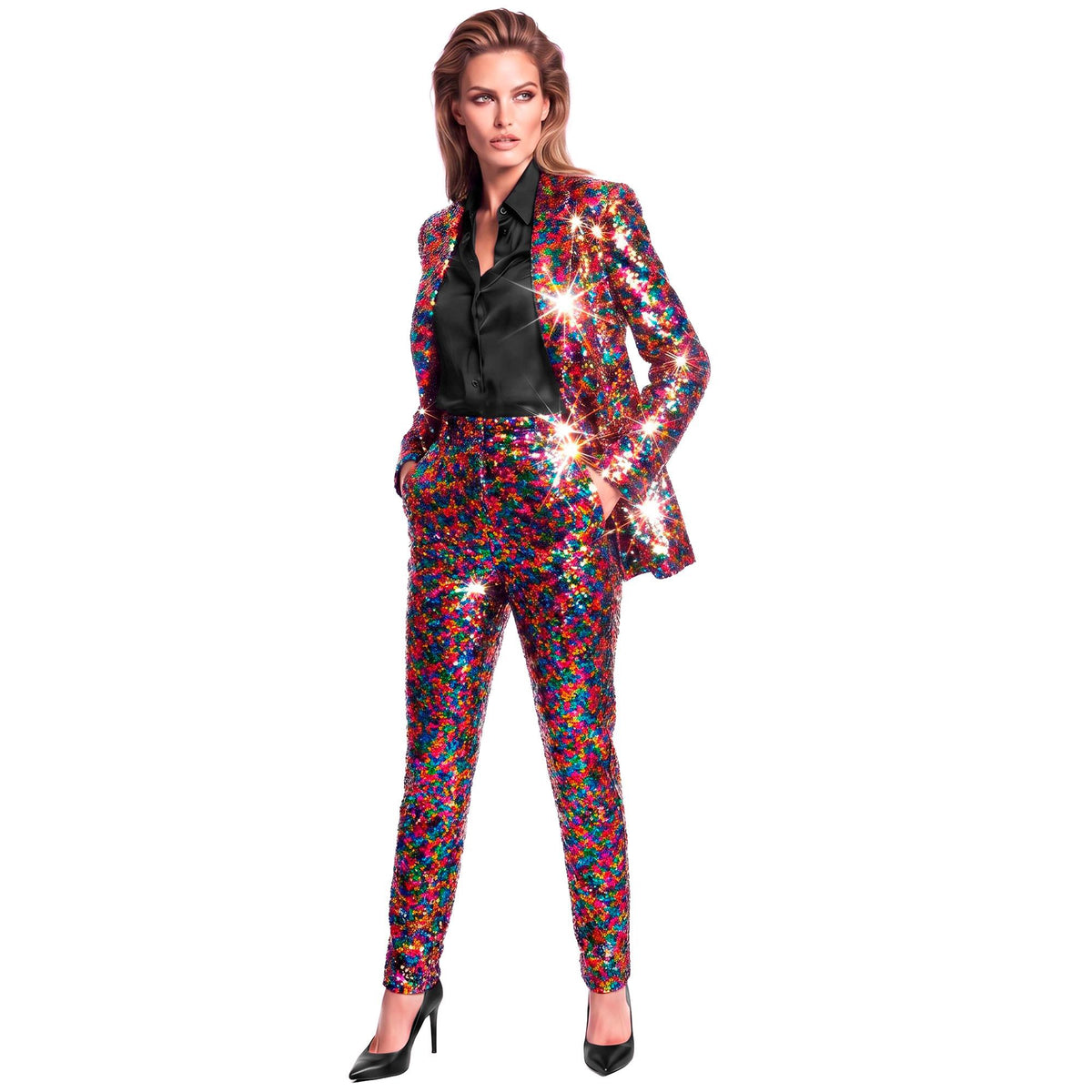 Widmann Leggings Bunte Paillettenhose für Fasnacht und Mottoparty – glänzend und bequem