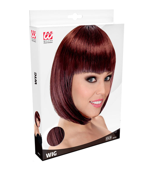 Auburn Bob-Wig für 20er Jahre Themenpartys, aus hitzebeständigen synthetischen Fasern.