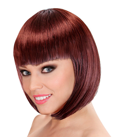 Auburnfarbene Bob-Perücke im Charleston-Stil für 20er Jahre Motto-Partys, kurz und glatt.